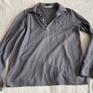 Criquet Polo Long Sleeve Shirt in dark grey
